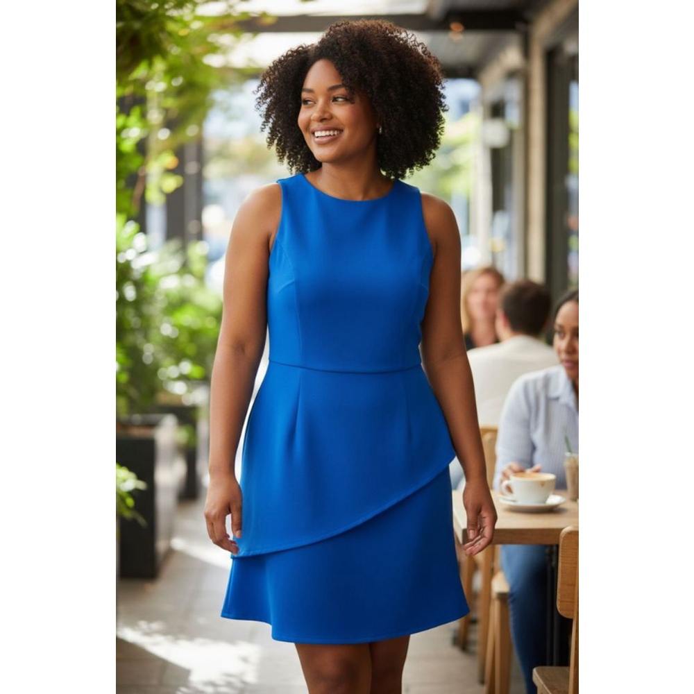 Halston Heritage Blue fitted Dress size 14